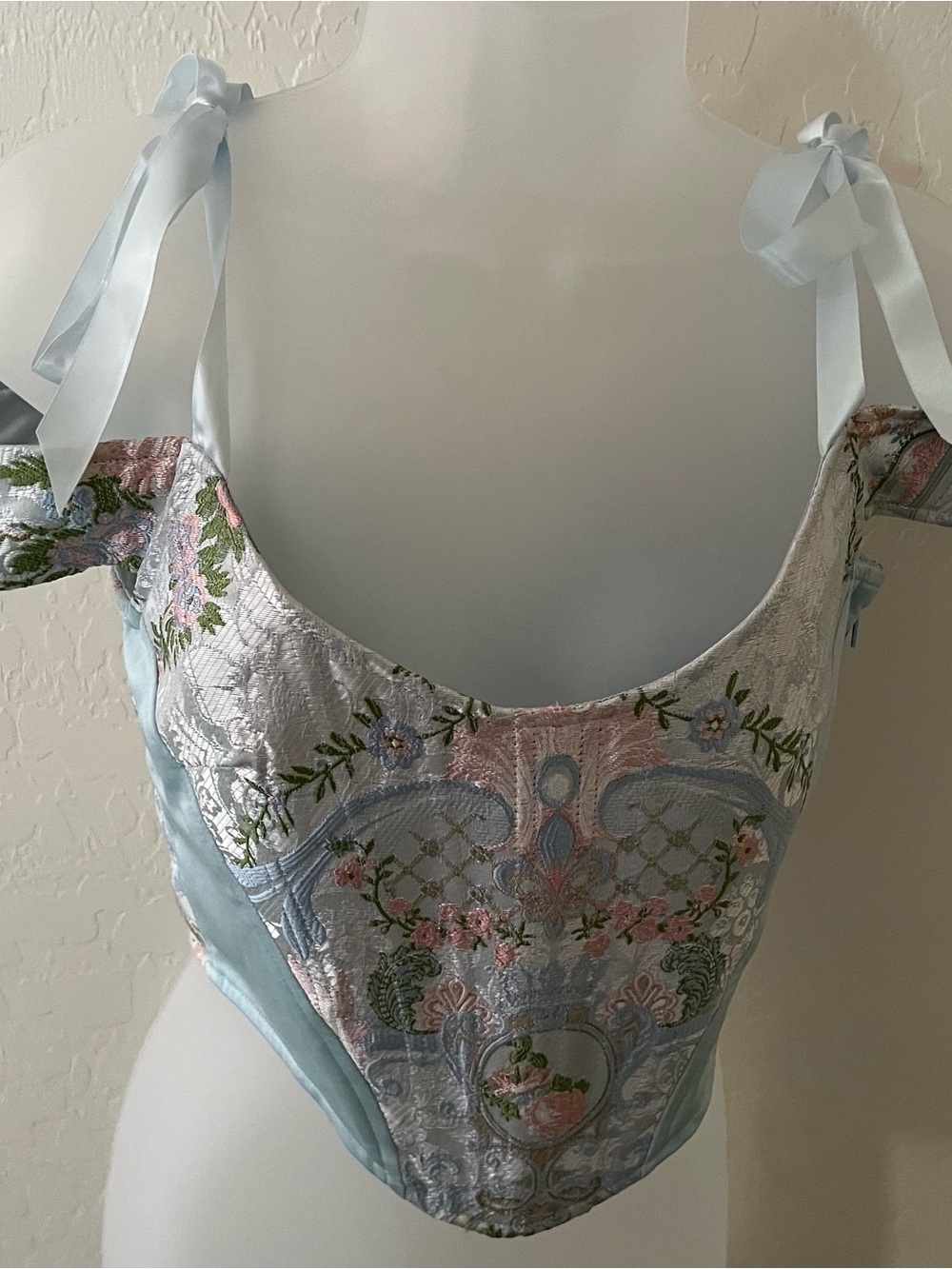 *BNWOT Dolls Kill Sugar Thrillz If the Shoe Fits Blue Brocade Corset Size Small*